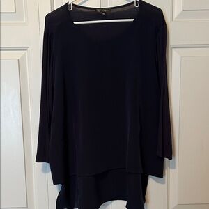 DG2 by Diane Gilman 3/4 Sleeve Mixed Media Navy Top